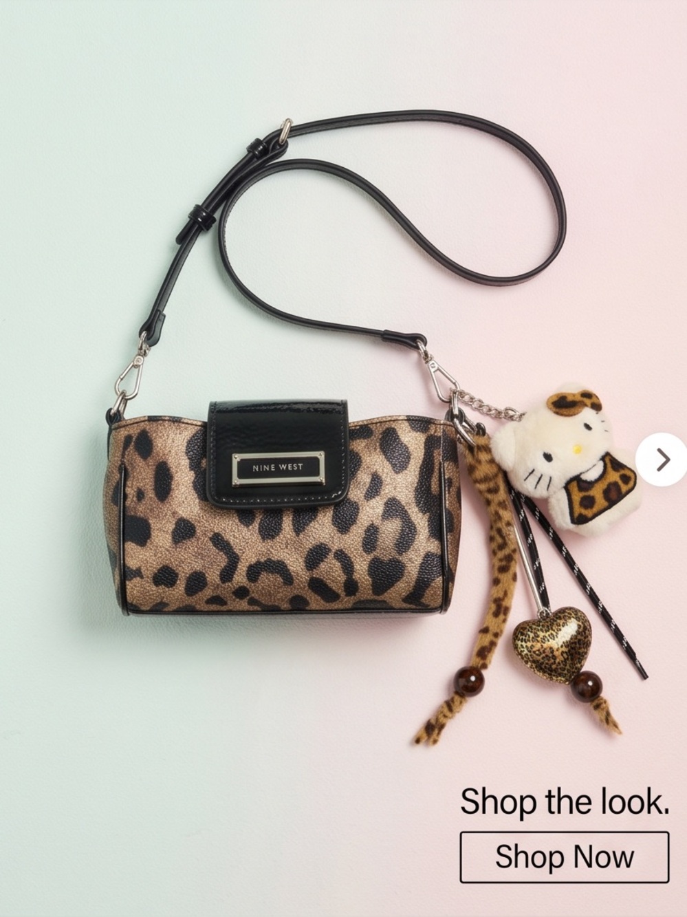 Nine West Leopard Print Mini Crossbody with Black Patent Trim